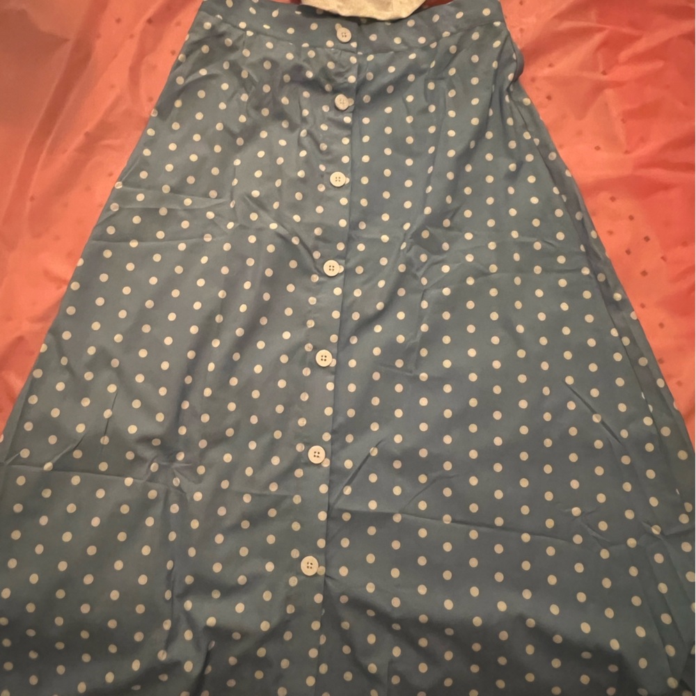 SHEIN Light Blue Polka Dot A-Line Skirt- medium